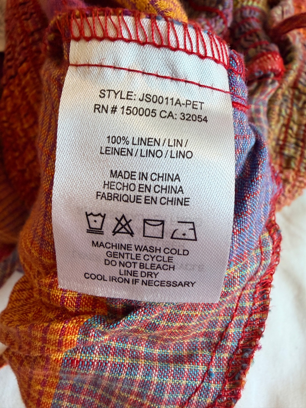 dRA 100% Linen Wide Leg Smocked Colorful Checkered Plaid Print Jumpsuit - MP - Picture 11 of 11